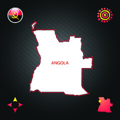 Simple outline map of Angola with National Symbols