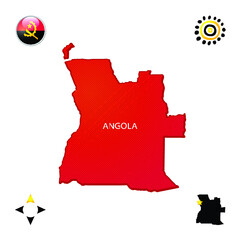 Simple outline map of Angola with National Symbols
