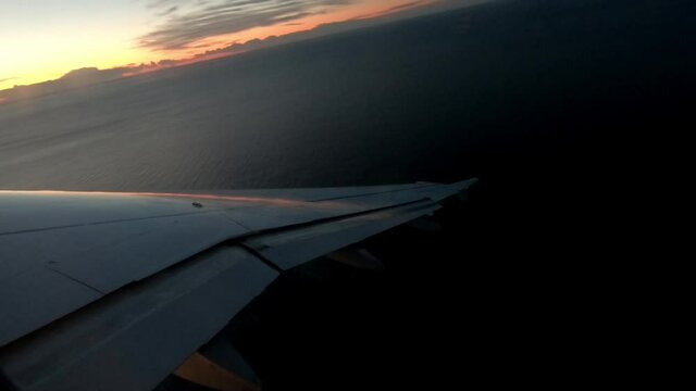 take off during sunrise from Nice airport in French Riviera France