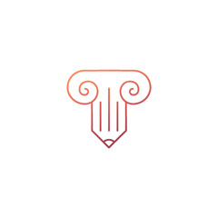Сreative logo pencil and column icon or logo design element, architectural logo, strong visual message