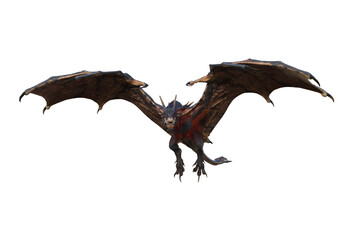 Wyvern or Dragon fantasy creature taking flight, 3D illustration isolated on white. © IG Digital Arts