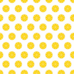 Seamless Pattern of lemon sliced on white background
