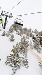 Arcalis structure of the telecavina in the ski center of the snowy mountain