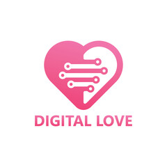 Digital love logo template design