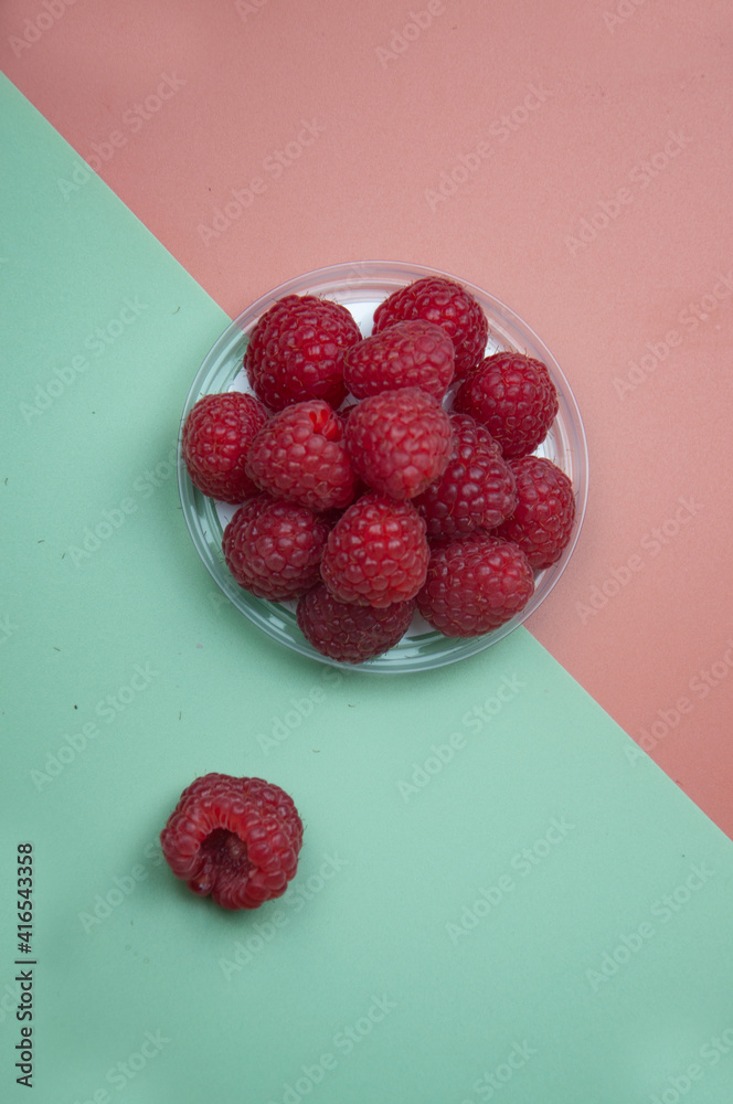 Wall mural fruit, raspberry, food, berry, raspberries, red, fresh, healthy, ripe, sweet, dessert, berries, diet, isolated, white, delicious, bowl, juicy, summer, plate, closeup, organic, freshness, fruits, tasty - Wall murals