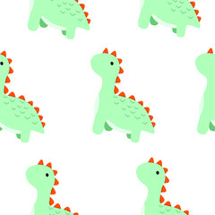 green dino mite pattern on white background. cartoon style.