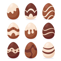 Chocolate Easter eggs. Happy Easter. Easter sweets. Vector illustration