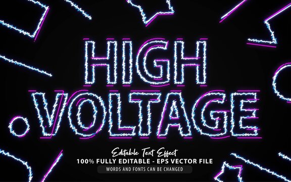 Blue High Voltage style editable text effect Premium Vector