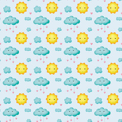 PrintPattert - cute sun and heart rain -illustration