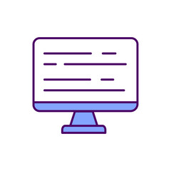 Computer screen with text RGB color icon. Free access to information. Online library benefits, 24 7 availability. Multiple access. E-books and e learning. Isolated vector illustration