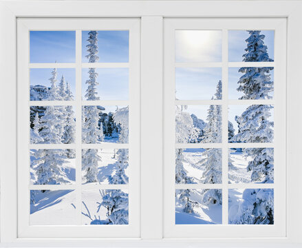 View From The Window To The Snow-covered Trees