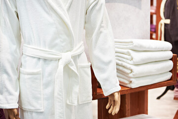 White terry robe on a mannequin