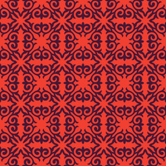 Decorative Asian Folk Seamless Pattern. Ornament of Asian Nomads: Kyrgyz, Kazakhs, Bashkirs, Tatars, Yakut, Mongols. Ethnic Vector Illustration for Paper Products, Textiles.	