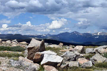 landscape with blue sky and clouds Mount Evans