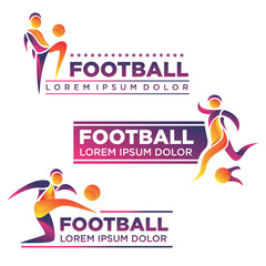 Set of Modern Sports Logo - Soccer Silhouette Symbol