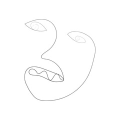 Continuous line, drawing of set faces and hairstyle, fashion concept, woman beauty minimalist, illustration