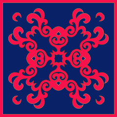 Decorative square pattern. Oriental vintage square motif. The ornament of nomadic style. Asian decor for pillow, textile,scarf, carpet, tile, and print design. Workpiece for your design. 