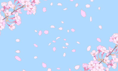 Fototapeta premium 桜のイラスト 背景素材 