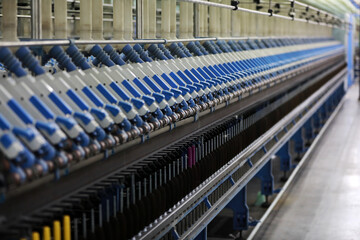 Machinery and equipment in operation in spinning mill