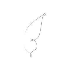 Flying bird continuous line drawing element isolated on white background for logo or decorative element.