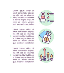 Competitive advantage concept icon with text. Economic entity. PPT page vector template. Goods cost and service price. Brochure, magazine, booklet design element with linear illustrations