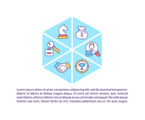 Top management teams concept icon with text. Organization and strategy. PPT page vector template. Senior leadership group. Brochure, magazine, booklet design element with linear illustrations