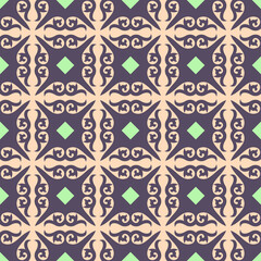 Fototapeta premium Decorative Asian Folk Seamless Pattern. Ornament of Asian Nomads: Kyrgyz, Kazakhs, Bashkirs, Tatars, Yakut, Mongols. Ethnic Vector Illustration for Paper Products, Textiles. 