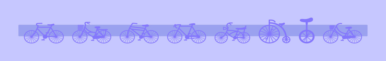 Fototapeta na wymiar set of bike cartoon icon design template with various models. vector illustration isolated on purple background
