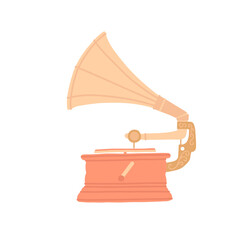 Gramophone vector illustration on a white background. Vintage music player.