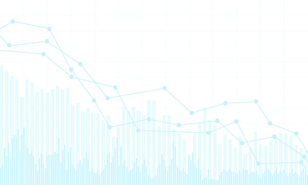 Blue stock market or financial chart with a declining trend. On a white background, vector