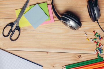 stationery for schoolchildren scissors markers work desk