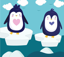 Fototapeta premium penguins standing ice