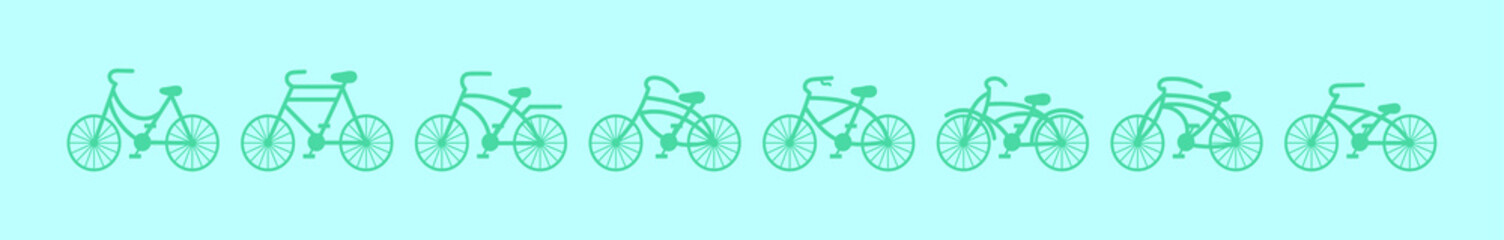 set of bike cartoon icon design template with various models. vector illustration isolated on blue background