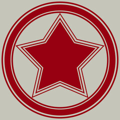 Circus Red Star. Big red circus star. Vector star and circle. Circus ball with star. © Crashik