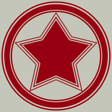 Circus Red Star. Big red circus star. Vector star and circle. Circus ball with star.