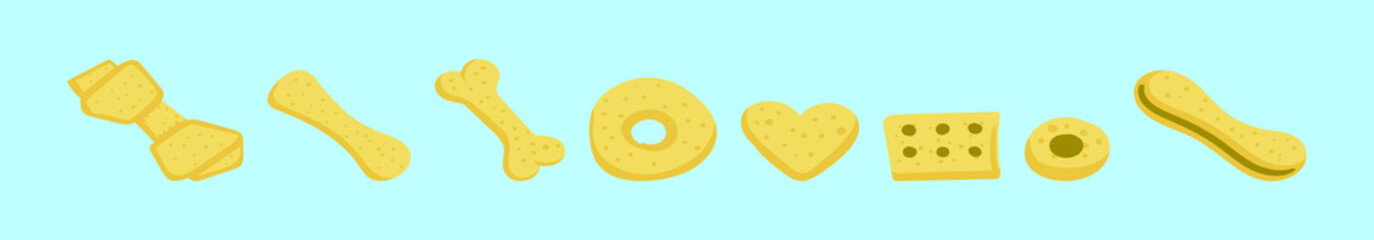 set of dog biscuit cartoon icon design template with various models. vector illustration isolated on blue background