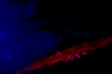 Blurred dark background with blue smoke light and red line.