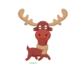 Cute deer caricature smiling mascot logo design