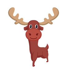 Cute deer caricature smiling mascot logo design