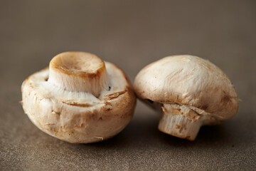 Fresh button mushroom on marble