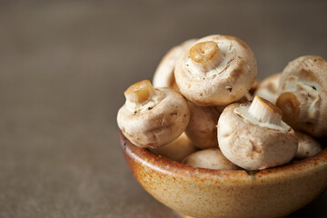 Fresh mushrooms in a bowl 