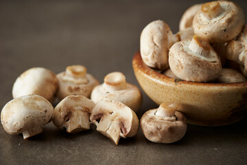 Fresh mushrooms in a bowl 