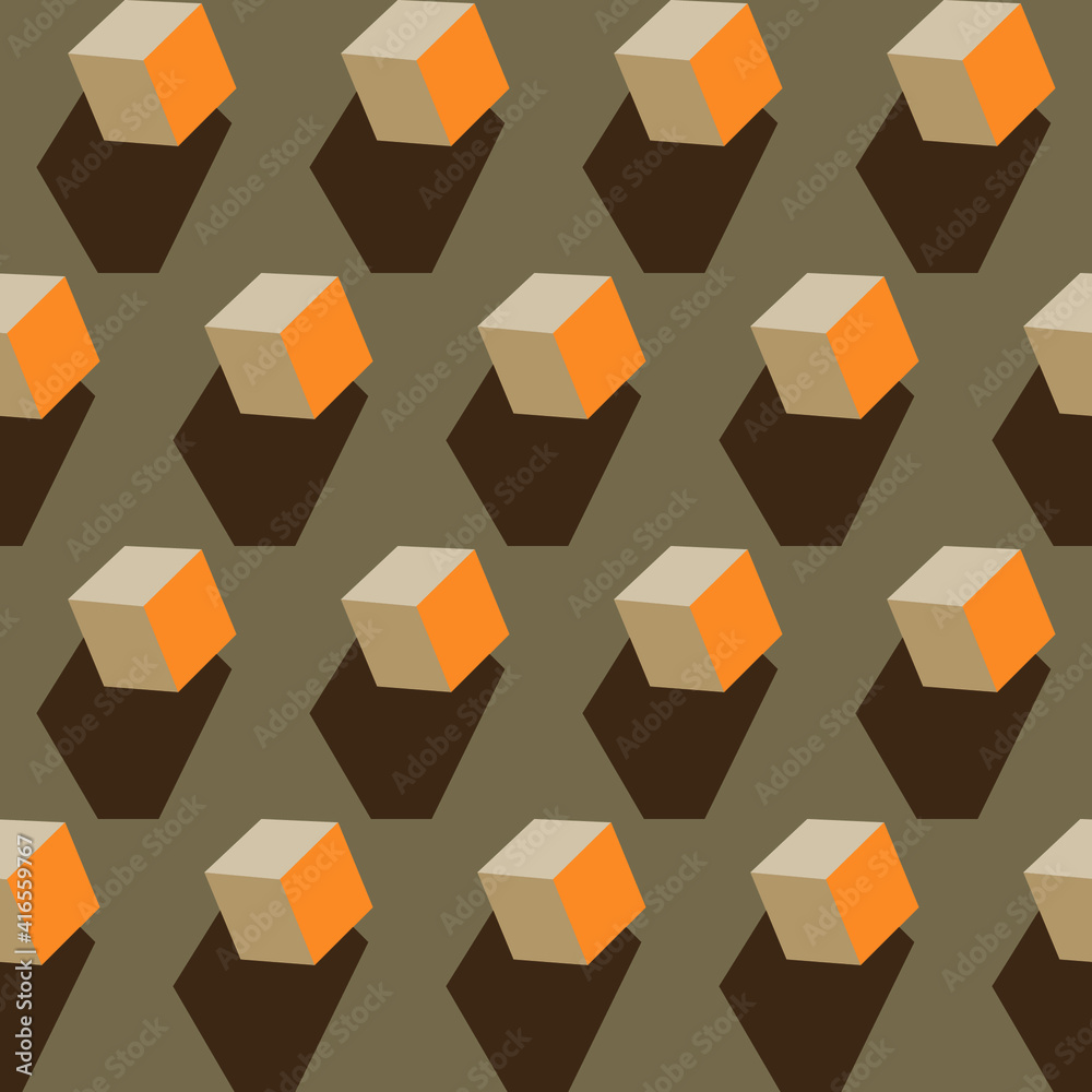 Poster spring seamless geometric pattern with the image of cubes, constructor. vector design for web banner