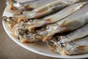 Fresh shisamo on a plate