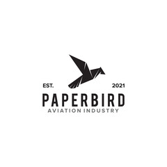 Aviation logo design with using icon of origami bird