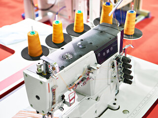 Spools of thread and sewing machine