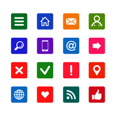 Buttons, icons of different colors
for a website. Vector flat design.
