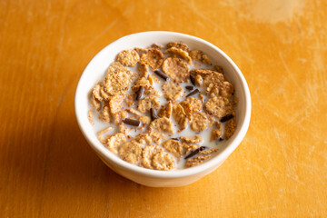 Cup of milk and cereal