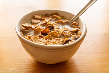 Cup of milk and cereal