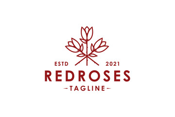 Red Roses Vector Logo Template